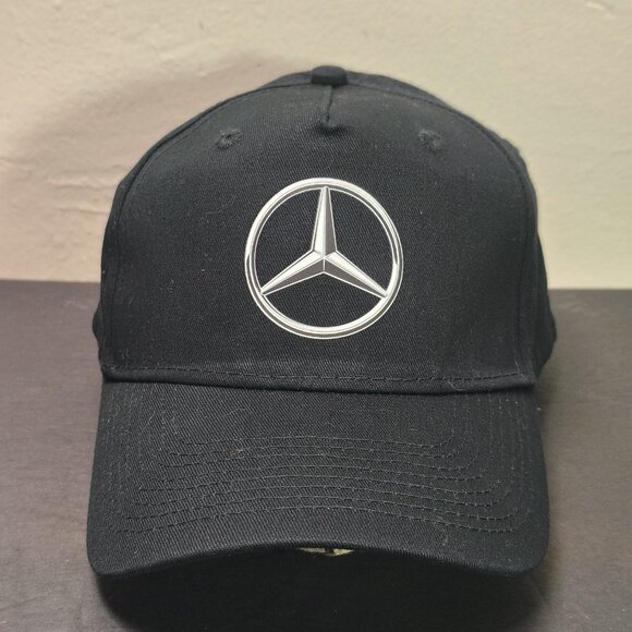 Mercedes Benz Hat Cap Strap Back Black Emblem Logo Auto Adjustable Panel Mens - Picture 1 of 12
